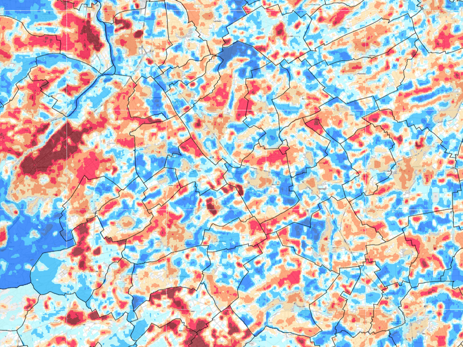 Farben zeigen die Cold- und Hotspots