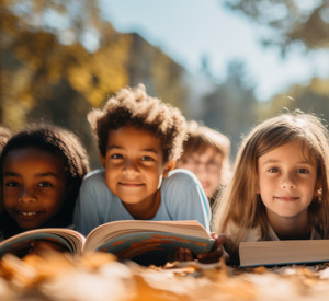 Kinder lesen auf Waldboden, Symbolbild Umweltbildung