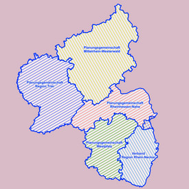 Karte der Planungsregionen in RLP