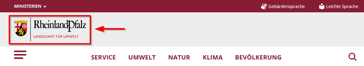 Screenshot des LfU-Logos am oberen Rand der LfU-Webseite