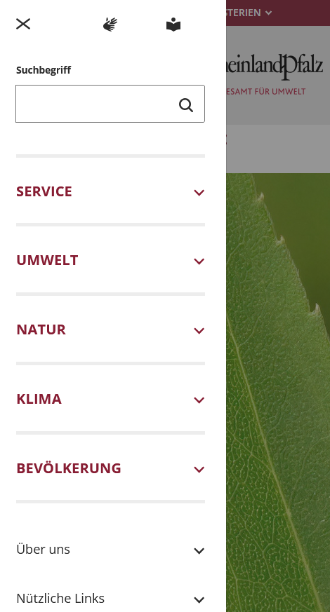 Navigationsmenü der LfU-Webseite
