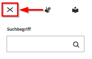 Screenshot des Feldes, mir dem man das Menü schließen kann